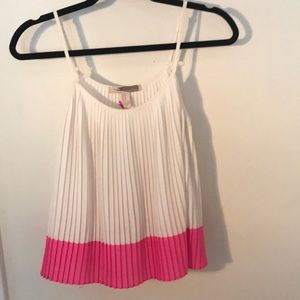 Pink and White pleaded tank